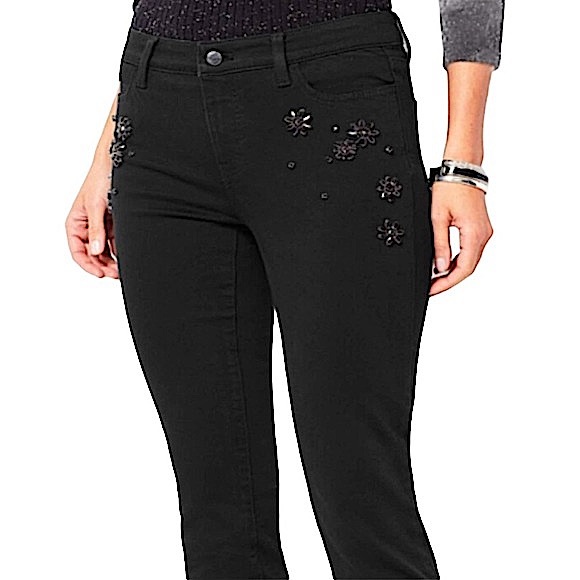 TALBOTS CRYSTAL EMBELLISHED SLIM ANKLE JEANS - NEVER FADE BLACK LIMITED EDITION - Picture 2 of 15